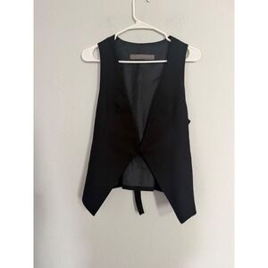 ZARA‎ BASIC Black Sleeveless Vest Blazer Womens Size S Made in Spain